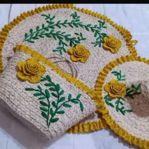 ست کلاه و کیف و سفره حصیری